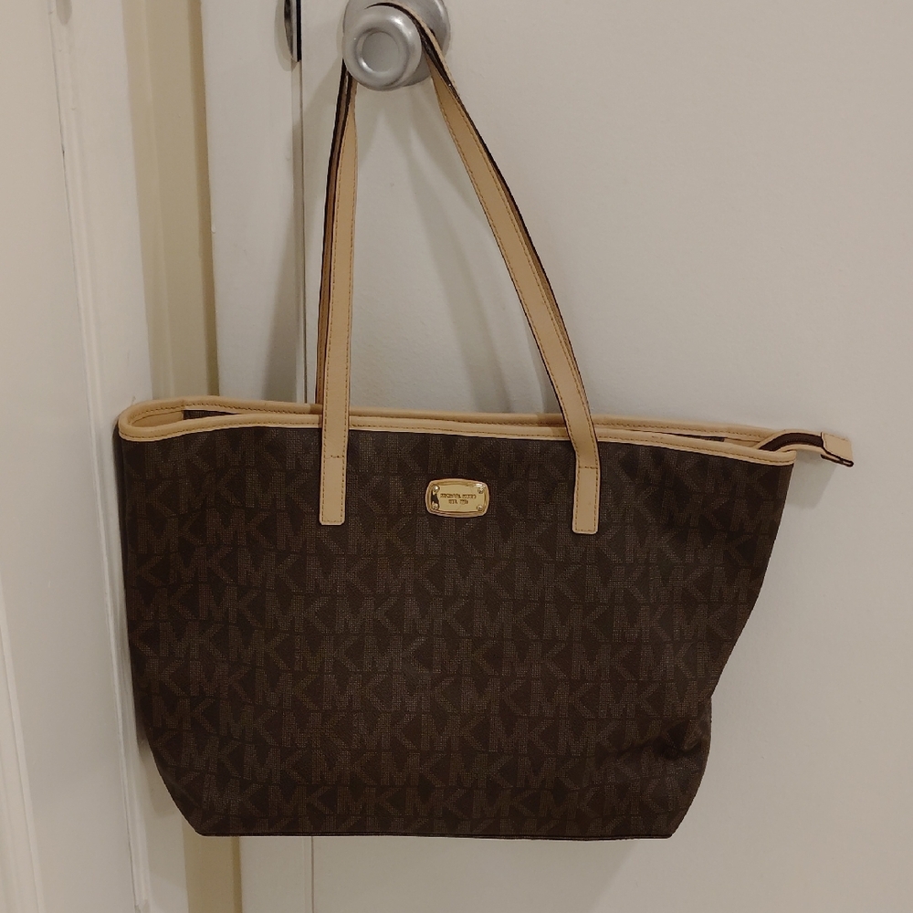 Michael Kors Chocolate and Beige Signature Tote